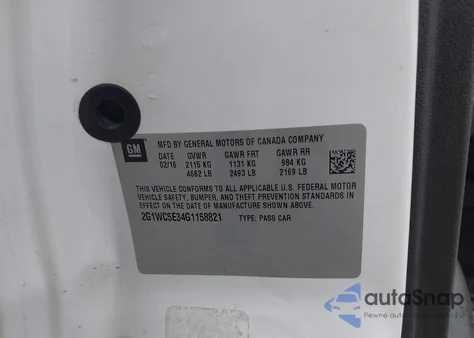 2016 Chevrolet Impala Limited Ltz из США, поврежденный, VIN 2G1WC5E34G1158821